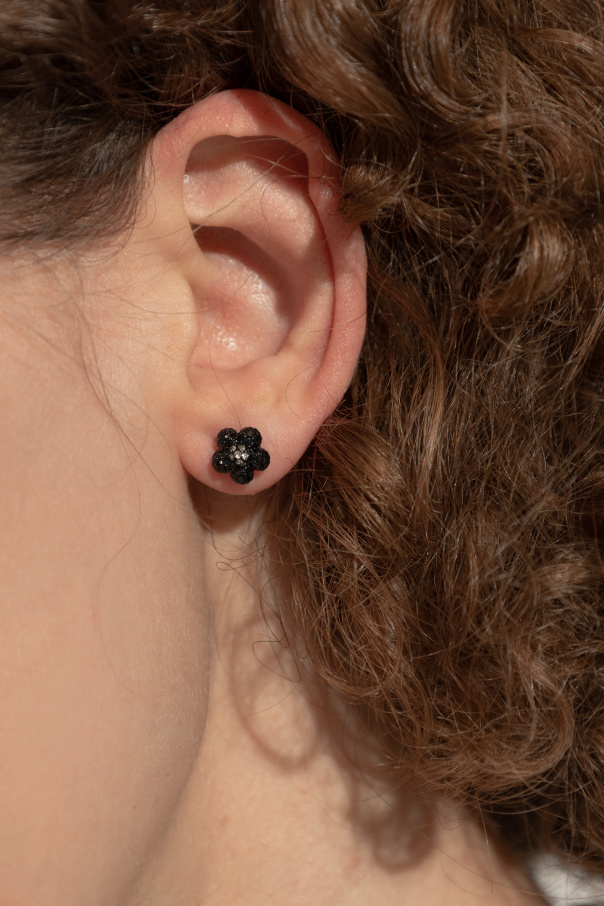 ☆MARS MARK☆ Floral Black Stone Earring M195 Black Earrings with floral motif Marc Jacobs - Vitkac Australia
